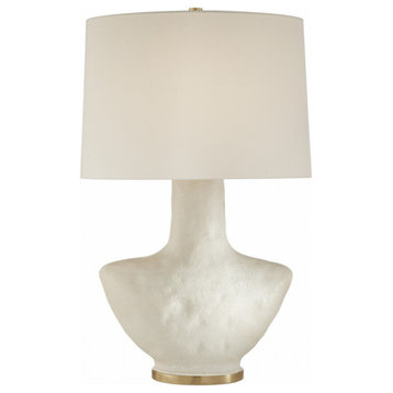 Armato Table Lamp, 1-Light, Porous White, Linen Oval Shade, 28"H