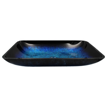 Novatto Fresca Blue and Black Glass Vessel Bath Sink