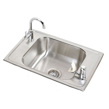 Elkay Celebrity Stainless Steel 1 Bowl Top Mount Sink & Faucet/Bubbler Kit