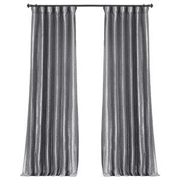Platinum Blackout FauxSilk Taffeta Curtain Single Panel, 50"x84"