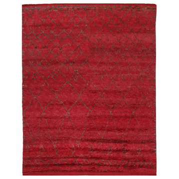 Moroccan Beni Ourain Berber Weave Rug, Red, 8'x10'4"
