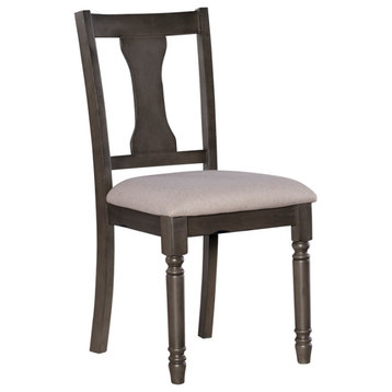 Linon Willow Wood Set of Two Dining Side Chairs in Gray