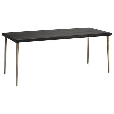 Modern Minimalist Wood Iron 72" Writing Desk XL Rectangle Black Silver Large