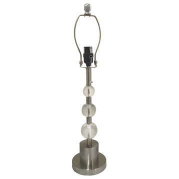 Lamp Bases with Crystal Ball Accents, Matching Harp and Finial, Brush Nickel