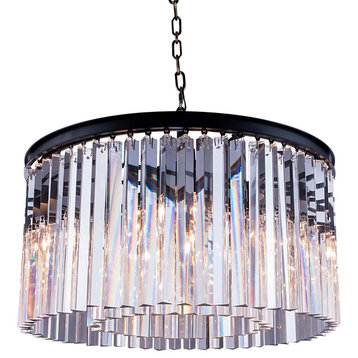 Crystal Prysm 8-Light Chandelier, Gray Iron, Clear, LED