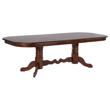 Sunset Trading Andrews Double Pedestal Extendable Dining Table, Chestnut Brown