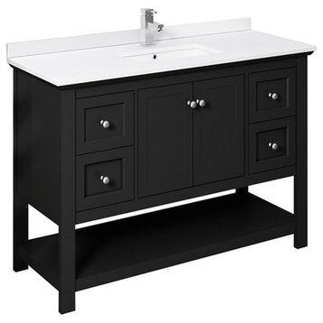 Fresca Manchester 48" Traditional Wood Bathroom Cabinet with Top/Sink in Black