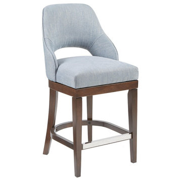 Madison Park Counter Stool Swivel Seat Upholstered Height Bar Stool, Blue