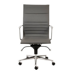 Euro Style - Kyler High Back Gray Faux Leather Office Chair - Bar Stools And Counter Stools