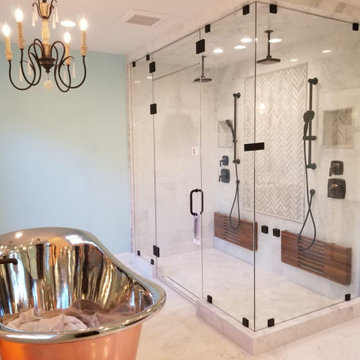 Luxury Marble Spa Bathroom With Copper Freestanding Tub