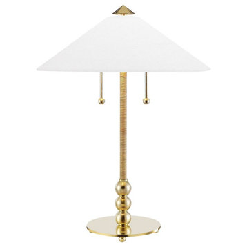 Hudson Valley Flare 2-LT Table Lamp L1395-AGB - Aged Brass