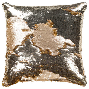 Andrina ADN-001 Pillow Cover, Gold, 18"x18", Pillow Cover Only