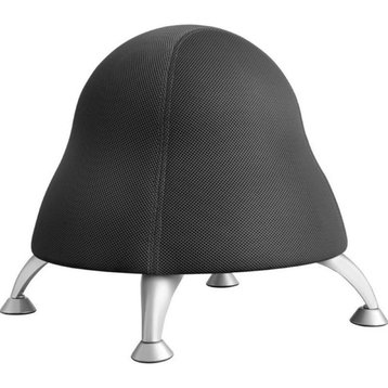 Pemberly Row Low Profile Vinyl Upholstered Ball Chair in Black