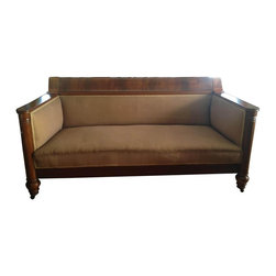 Vintage 1970s Deco Wood Couch - Sofas
