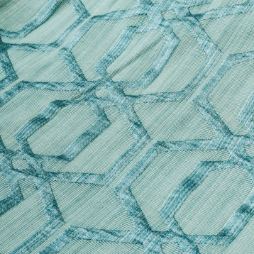 Geometric Aqua Blue Jacquard Weave Fabric By The Yard, Textured Fabric, Trellis