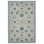 Amer Rugs - Romania Newburg Light Blue Hand-Hooked Wool Area Rug, 5'x8' - This lovely area rug in a classic floral pattern will be an exceptional addition to your home. It is hand-crafted with pride in India using 100% New Zealand wool, providing the highest level of comfort underfoot. Featuring a cotton backing to help prevent sliding and shifting, this rug is perfect for bedrooms, living rooms, and dining rooms alike.