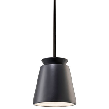 Small Trapezoid Pendant, Carbon Matte Black, Brushed Nickel, Incandescent