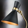 Modern Desk Lamp 13''W x 7''D x 29''H, Aged Brass and Black Finish