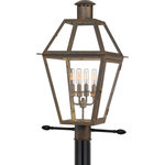 Quoizel - Rue De Royal 4-Light Outdoor Lantern, Industrial Bronze - From the Charleston Copper and Brass Lantern Collection the Rue De Royal offers the historic look of gas lighting without the hassle of a propane feed. It is all electric and features a hand-riveted solid copper or brass frame combining the romantic charm of an antique lantern with the modern convenience of energy efficiency.