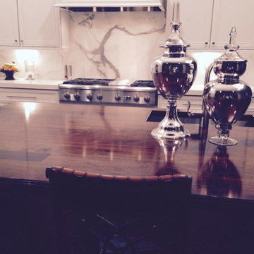 High-gloss Walnut Island Top by DeVos Customer Woodworking