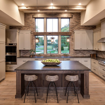 Reclaimed Wood Beams as Window Surround in Contemporary Kitchen