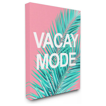 Vacay Mode Neon Palm Leaf Stretched Canvas Wall Art, 24x30