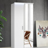 Roma LED Freestanding Wardrobe Cabinet Mirrored, Gloss White, 2 Door