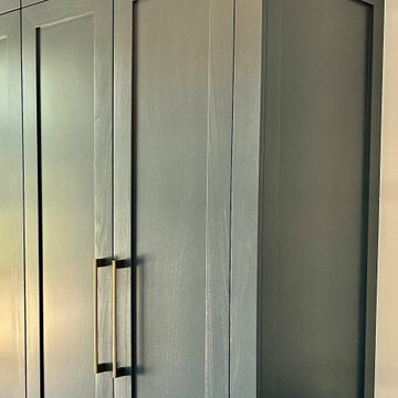 Custom Mudroom Storage Cabinets with Floor to Ceiling Shaker Doors