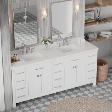 Caroline Parkway 78'' White Bathroom Vanity