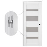 Belldinni - Mirella Bianco Noble with Concealed Hinges, Tempered Frosted Glass, Solid Core, 18" X 80", Left-Hand - Features: