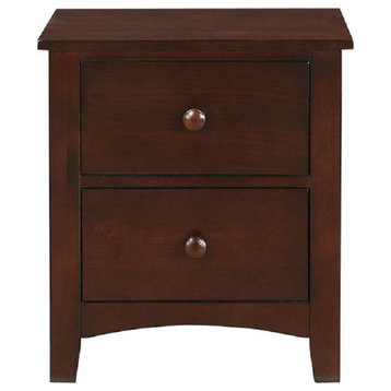 Pine Wooden Nightstand With 2 Drawers, Brown