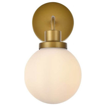 Hanson 1 Light Bath Sconce, Brass With Frosted Shade