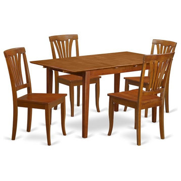 5-Piece Dinette Set for Small Spaces With Leaf and 4 Kitchen Dining Chairs