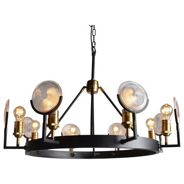 Phoebe Pendant Fixture in Black and Brass Finish with Clear Glass