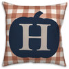 Blue Pumpkin Monogram H 18x18 Spun Poly Pillow