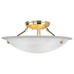Livex Lighting - Oasis Ceiling Mount, Polished Brass - This ceiling mount features contour lines and a bowed profile. With an understated design, this piece is perfect for any space in your home. Featuring a white alabaster glass and polished brass finish, this fixture will effortlessly blend with your existing d�cor.