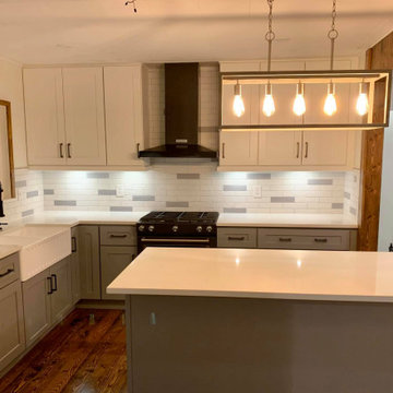 Farmhouse Kitchen with Grey Base and White Uppers