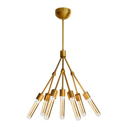 Stilt Chandelier in Brushed Brass - Ceiling Lighting