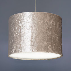 Ivory Crushed Velvet Effect Drum Lampshade - Pendant Lighting