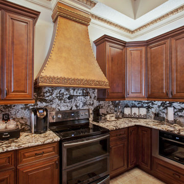 Glazed Brown Kitchen Cabinets