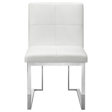 Bona Side Chair, White, Polished Stainless Steel