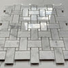 Carrara White Marble Basketweave Mosaic Tile White Dots Polished 1x2, 1 sheet