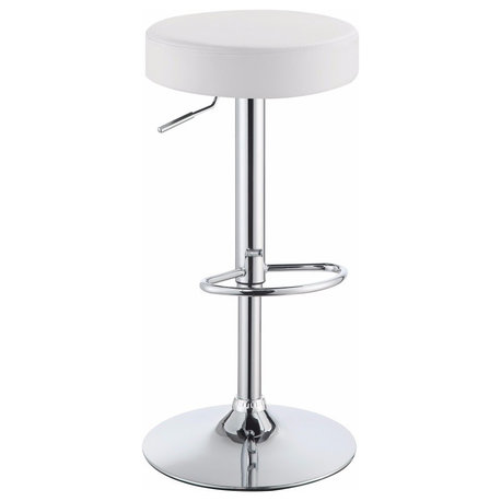 Benzara BM160830 Classy Backless Adjustable Height Bar Stool, White