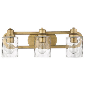 Lumley Antique Gold 3-Light Bath Vanity With Clear Optic glass