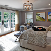 Quoizel pendant in bedroom.