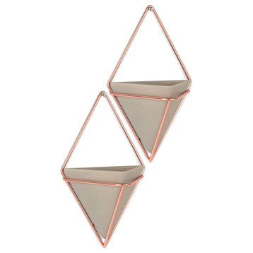 Umbra 470753 Trigg Two Piece Concrete Wall Mounted Planter Set with Metal Frame