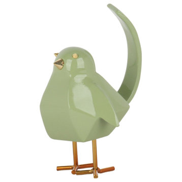 Unique Decor Little Birdies Resin Sculpture, Green