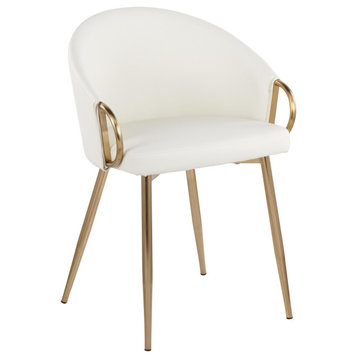Claire Chair, Gold Metal, White PU