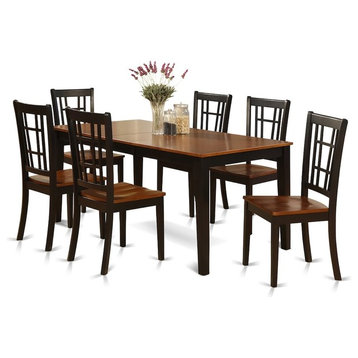 7-Piece Formal Dining Room Set, Dining Table and 6 Chairs for Dining Room, Black