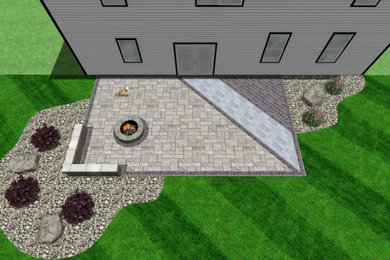 Patio - mid-sized modern backyard concrete paver patio idea in Raleigh with a fire pit